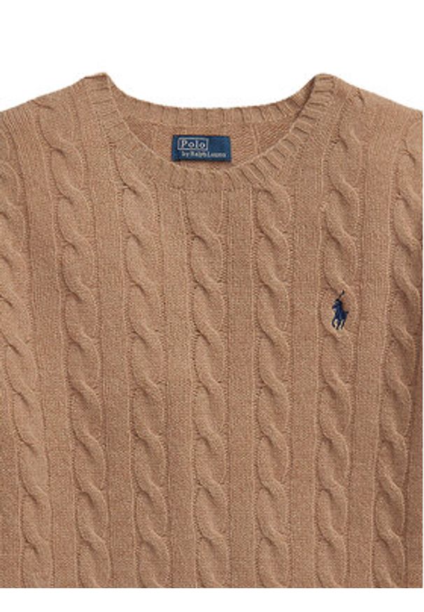 Polo Ralph Lauren Sweter 211971865002 Beżowy Slim Fit. Typ kołnierza: polo. Kolor: beżowy. Materiał: wełna