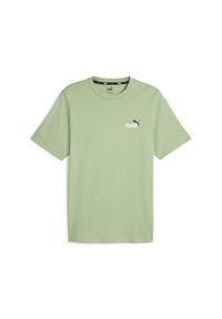 Koszulka Sportowa Męska Puma Ess+ 2 Col Small Logo. Kolor: biały, wielokolorowy, zielony