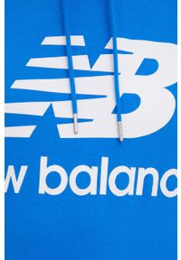 New Balance bluza MT03558SBU męska z kapturem z nadrukiem. Typ kołnierza: kaptur. Kolor: niebieski. Materiał: bawełna. Wzór: nadruk #5