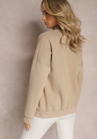 Renee - Beżowa Ocieplana Bluza Bawełniana z Półgolfem Heraia. Kolor: beżowy. Materiał: bawełna #4