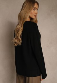 Renee - Czarny Kardigan z Bawełną i Tłoczonym Wzorem Reisina. Okazja: na co dzień. Kolor: czarny. Materiał: bawełna. Styl: casual, elegancki #5