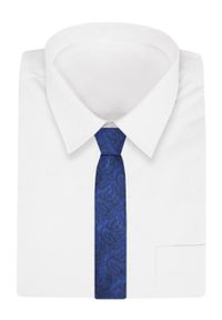 Alties - Męski Krawat - ALTIES - Klasyczny - Niebieski Wzór Paisley. Kolor: niebieski. Materiał: tkanina. Wzór: paisley. Styl: klasyczny