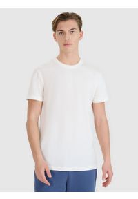 4f - 4F T-shirt regular z nadrukiem męski - biały M. Okazja: na co dzień. Kolor: biały. Materiał: dzianina, bawełna, jersey. Długość rękawa: krótki rękaw. Długość: krótkie. Wzór: nadruk. Styl: klasyczny, sportowy, casual