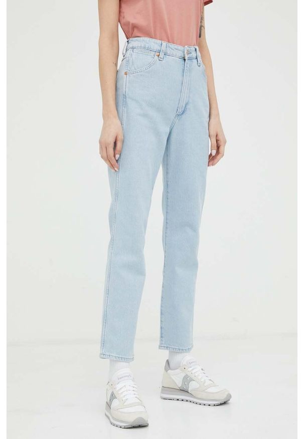Wrangler jeansy Walker damskie kolor niebieski. Stan: podwyższony. Kolor: niebieski