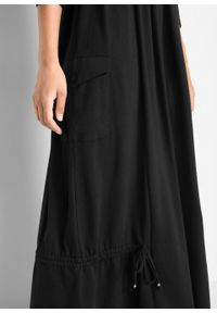 Sukienka shirtowa, rękawy 3/4 bonprix czarny. Kolor: czarny. Długość: maxi #7