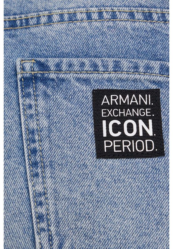Armani Exchange szorty jeansowe damskie gładkie medium waist. Okazja: na co dzień. Kolor: niebieski. Materiał: jeans. Wzór: gładki. Styl: casual