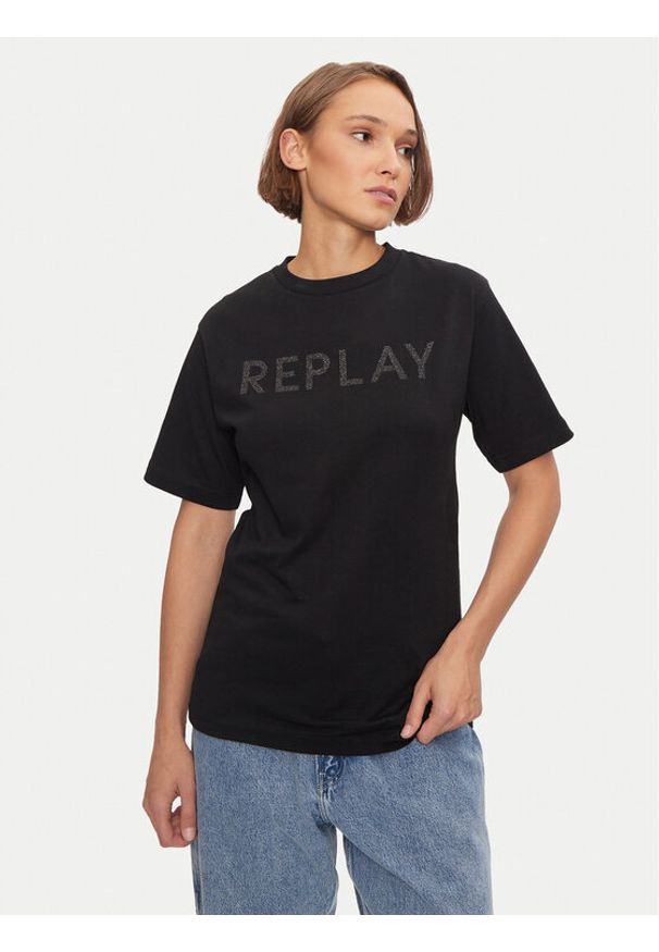 Replay T-Shirt W3698R.000.23188P Czarny Regular Fit. Kolor: czarny. Materiał: bawełna