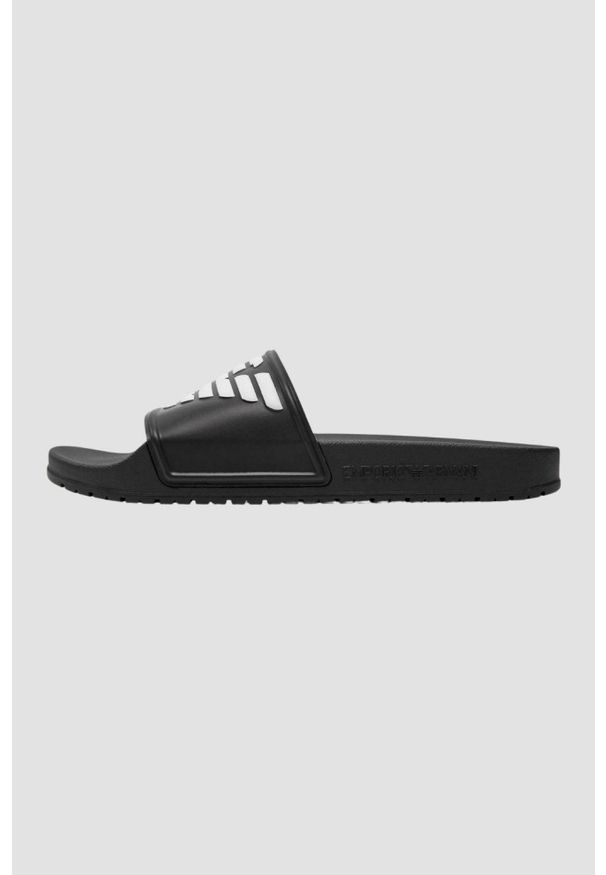 Emporio Armani - EMPORIO ARMANI Czarne klapki Mules PVC logo, Rozmiar 38. Kolor: czarny