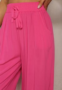 Renee - Fuksjowe Spodnie Bawełniane z Szerokimi Nogawkami Vimavie. Kolor: różowy. Materiał: bawełna. Sezon: lato #5