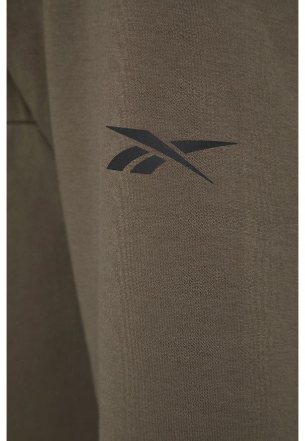 Reebok bluza męska kolor zielony z kapturem gładka. Typ kołnierza: kaptur. Kolor: zielony. Materiał: materiał, włókno, bawełna, dzianina. Wzór: gładki