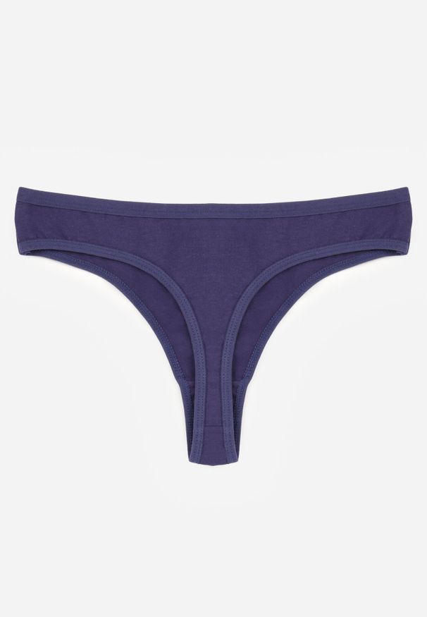 Born2be - Granatowe Majtki Typu Stringi z Bawełną Asoia. Kolor: niebieski. Materiał: bawełna