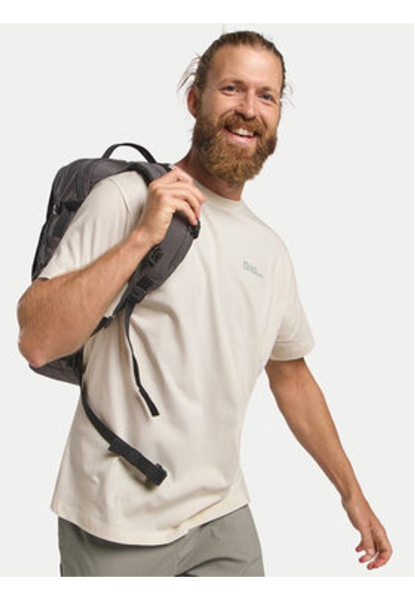 Jack Wolfskin T-Shirt Essential 1808382 Écru Regular Fit. Materiał: bawełna