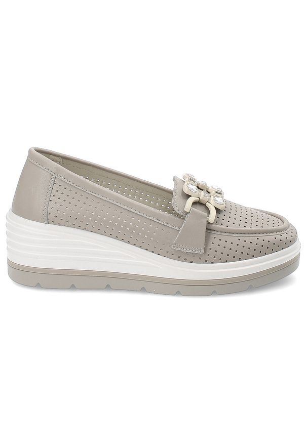 Szare Półbuty Artiker Eleganckie Obuwie Damskie Na Koturnie. Kolor: szary. Materiał: materiał. Obcas: na koturnie. Styl: elegancki