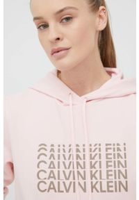 Calvin Klein Performance bluza dresowa damska kolor różowy z kapturem z nadrukiem. Typ kołnierza: kaptur. Kolor: różowy. Materiał: dresówka. Wzór: nadruk #5