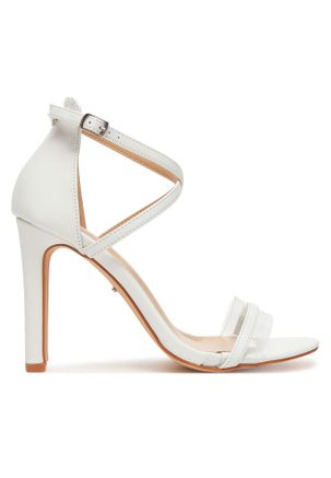 Białe sandały na słupku 0000201646588 Sandały damskie