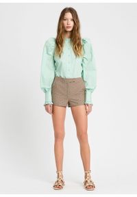 TwinSet - Miętowa koszula z popeliny z bufiastymi rękawami Twinset. Kolor: miętowy. Materiał: bawełna #1