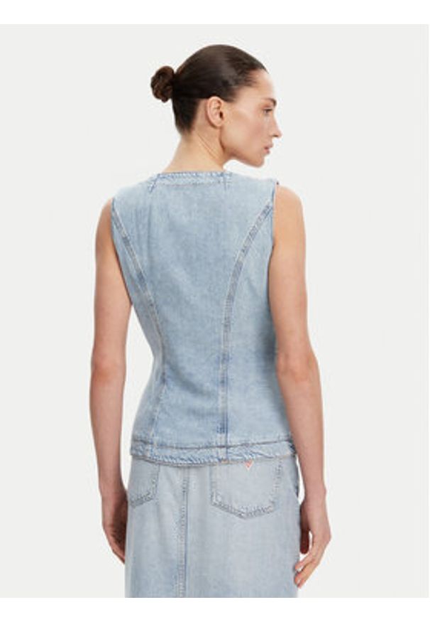 Guess Kamizelka W5GN89 D5B96 Niebieski Regular Fit. Kolor: niebieski. Materiał: jeans, lyocell