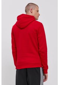 Adidas - adidas Bluza męska kolor czerwony z kapturem gładka. Okazja: na co dzień. Typ kołnierza: kaptur. Kolor: czerwony. Materiał: dzianina, poliester, bawełna. Wzór: gładki. Styl: casual #2