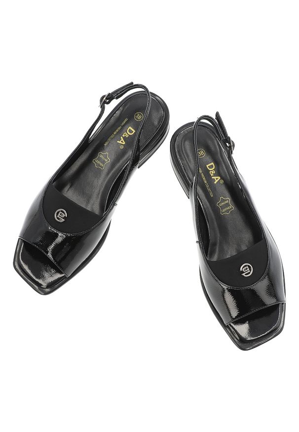 Czarne Sandały S.Barski Modne Lakierowane Buty Damskie. Okazja: na co dzień. Zapięcie: pasek. Kolor: czarny. Materiał: lakier. Wzór: aplikacja. Obcas: na obcasie. Styl: casual, elegancki, wizytowy. Wysokość obcasa: niski