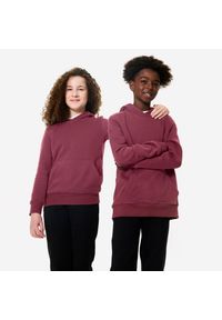 DOMYOS - Bluza dziecięca Domyos z kapturem. Typ kołnierza: kaptur. Kolekcja: plus size. Kolor: fioletowy. Materiał: materiał, bawełna. Sport: joga i pilates