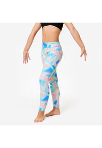 DOMYOS - Legginsy do gimnastyki dla dzieci Domyos. Okazja: na uczelnię. Stan: podwyższony. Kolor: biały. Materiał: materiał, elastan, poliester. Styl: sportowy, elegancki