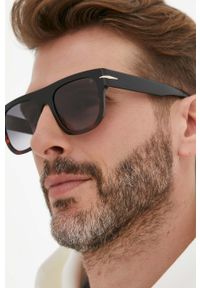 David Beckham okulary przeciwsłoneczne męskie kolor czarny. Kształt: prostokątne. Kolor: czarny #3