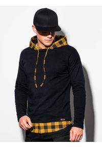 Ombre Clothing - Bluza męska z kapturem B1014 - czarna - XXL. Typ kołnierza: kaptur. Kolor: czarny. Materiał: materiał, bawełna, poliester #4