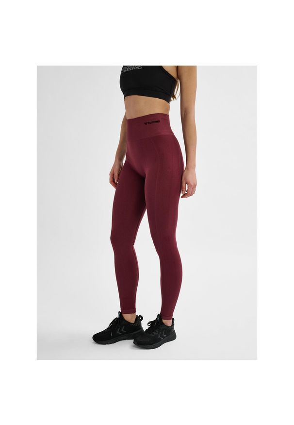 Damskie legginsy bezszwowe Hummel. Stan: podwyższony. Kolor: brązowy. Materiał: poliamid. Sport: fitness