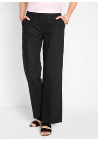 bonprix - Spodnie z mieszanki lnu i bawełny. Kolor: czarny. Materiał: bawełna, len #1