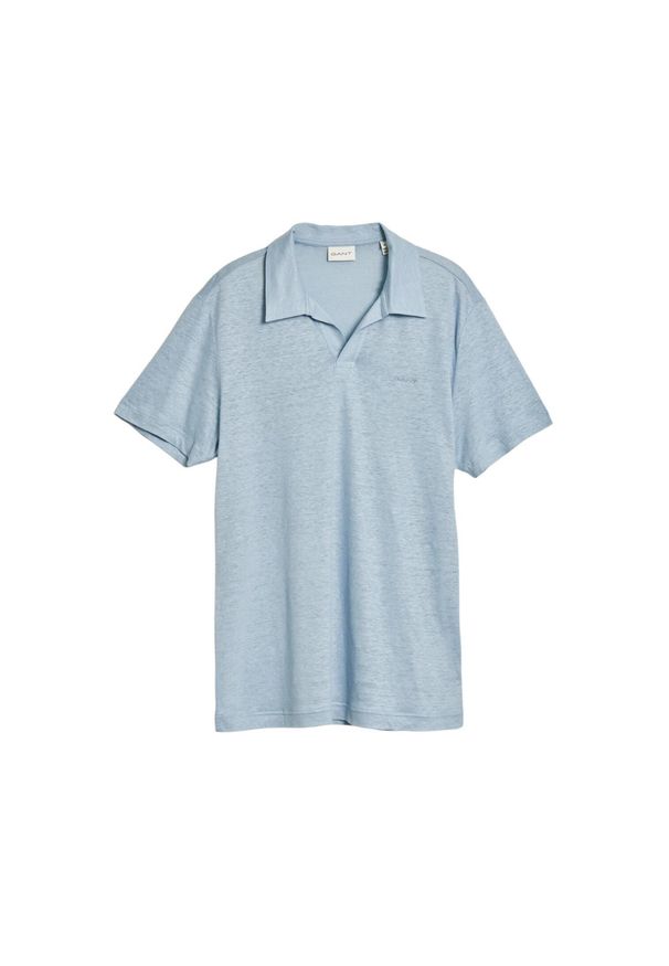 GANT - Koszulka polo męska Gant Linen Ss Polo. Typ kołnierza: polo. Kolor: niebieski. Materiał: len