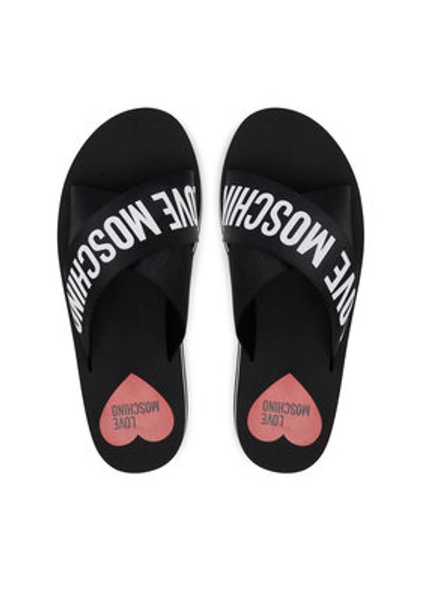 Love Moschino - LOVE MOSCHINO Klapki JA28324G0MIX3000 Czarny. Kolor: czarny. Materiał: materiał
