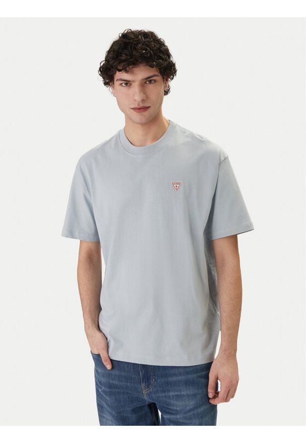 Guess Jeans T-Shirt M4YI46 K8FQ4 Niebieski Regular Fit. Kolor: niebieski. Materiał: bawełna