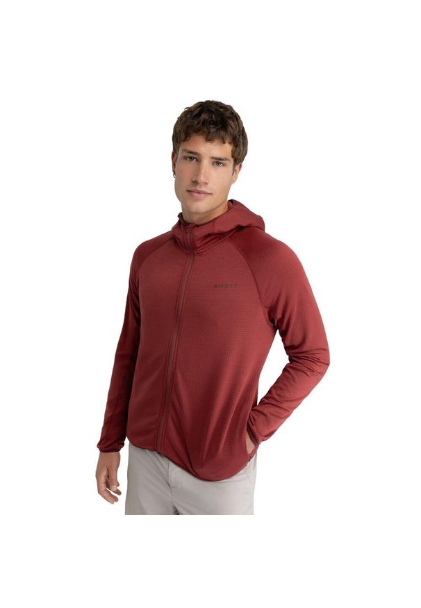 SIROKO - Męska lekka trekkingowa kurtka polarowa z kapturem Siroko Stride Maroon. Typ kołnierza: kaptur. Kolor: brązowy. Materiał: polar. Sport: turystyka piesza