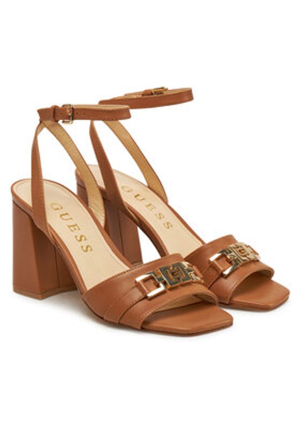Guess Sandały FLJGRT LEA03 Brązowy. Kolor: brązowy. Materiał: skóra