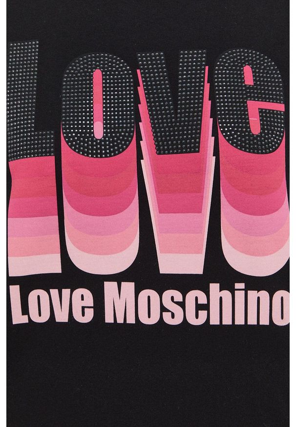 Love Moschino bluza damska kolor czarny z aplikacją. Kolor: czarny. Wzór: aplikacja
