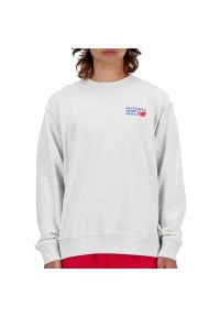 Bluza męska New Balance MT41547AHH - szara. Kolor: szary. Materiał: prążkowany, bawełna. Wzór: aplikacja. Styl: klasyczny #1