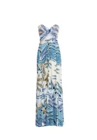 AGUA BENDITA - Niebieska sukienka maksi Arabella Beck. Okazja: na plażę. Kolor: biały. Materiał: wiskoza. Długość rękawa: bez ramiączek. Wzór: aplikacja. Długość: maxi #9