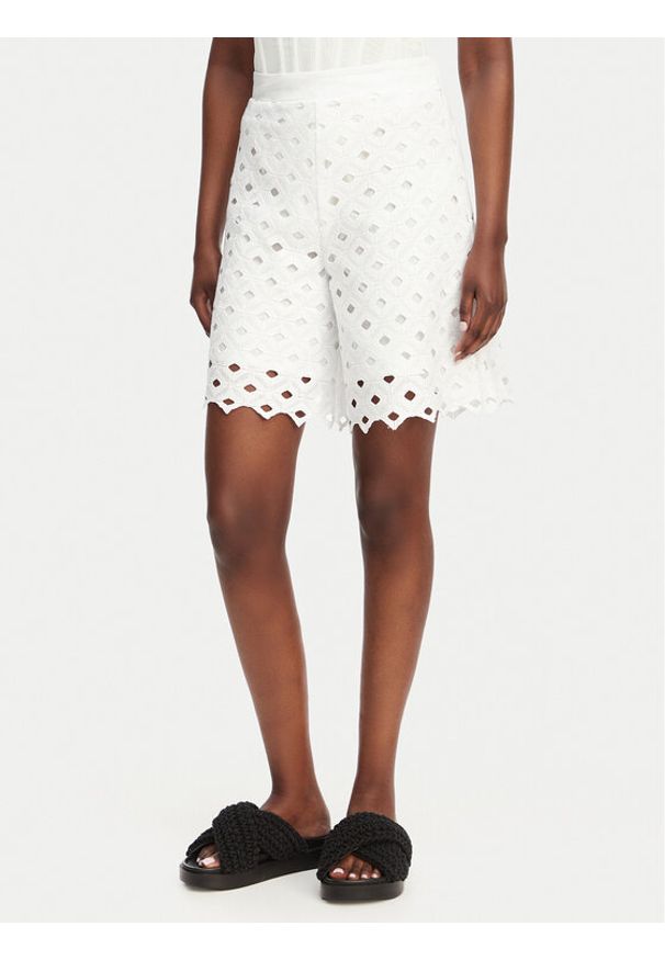 Max Mara Beachwear Szorty materiałowe Bchuguale 2616781039 Biały Regular Fit. Kolor: biały. Materiał: syntetyk