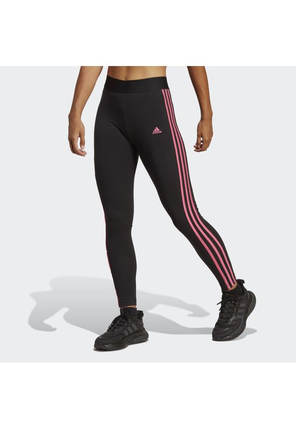 Adidas - LOUNGEWEAR Essentials 3-Stripes Leggings. Kolor: czarny, różowy, wielokolorowy. Materiał: bawełna, materiał