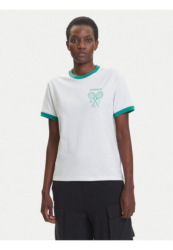 Adidas - adidas T-Shirt Retro Tennis JY0276 Biały Regular Fit. Kolor: biały. Materiał: bawełna. Styl: retro