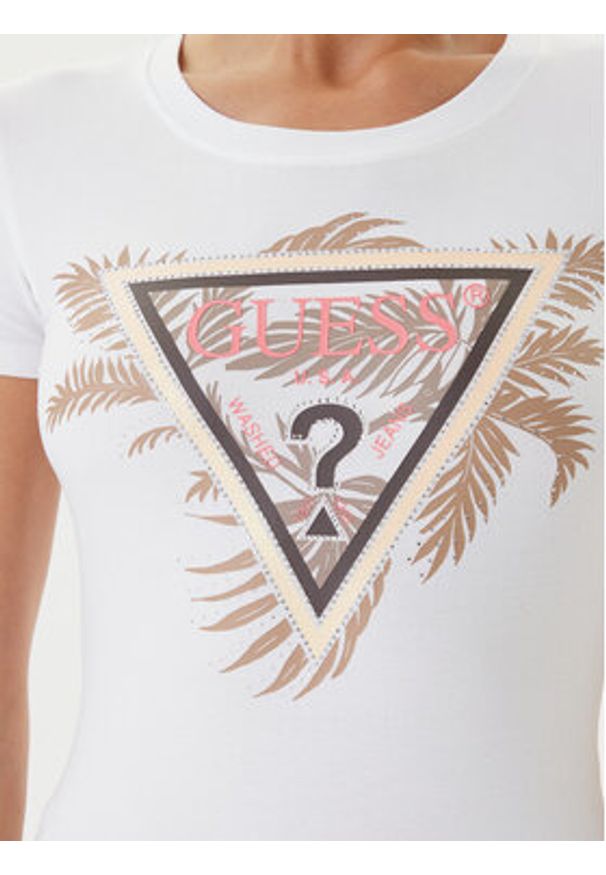 Guess T-Shirt W5YI13 J1314 Biały Regular Fit. Kolor: biały. Materiał: bawełna