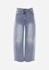 Renee - Niebieskie Jeansy High Waist Balloon z Bawełny z Asymetrycznym Zapięciem Myrea. Okazja: na co dzień. Stan: podwyższony. Kolor: niebieski. Styl: casual, street, sportowy, elegancki #4