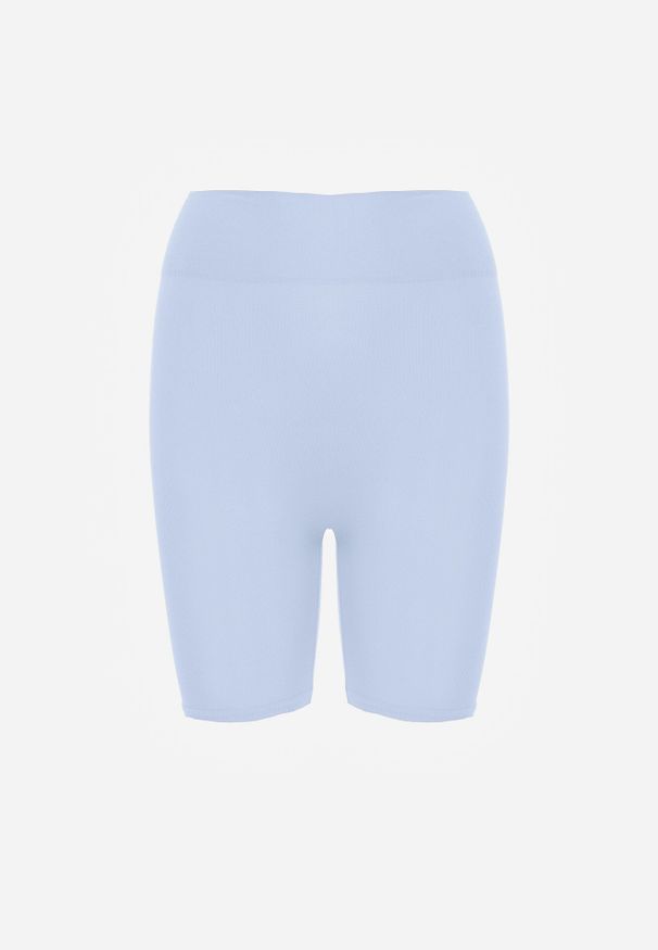 Born2be - Niebieskie Szorty Kolarki z Wysokim Stanem o Modelującym Fasonie Kimolodia. Okazja: na co dzień. Stan: podwyższony. Kolor: niebieski. Styl: casual