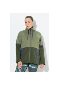 ULLA POPKEN - Damskie Bluza dresowa dwukolorowa stójka kieszenie z zamkiem błyskawicznym. Typ kołnierza: kołnierzyk stójkowy. Kolekcja: plus size. Kolor: zielony. Materiał: poliester, materiał, bawełna #1