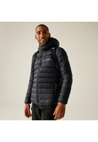 Regatta - Marizion Męska wodoodporna aktywna kurtka z kapturem z przegrodami. Typ kołnierza: kaptur. Kolor: szary, fioletowy, wielokolorowy. Materiał: puch. Sport: turystyka piesza #1