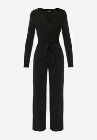 Renee - Czarny Kombinezon z Kopertowym Dekoltem Ivemie. Okazja: na imprezę, na co dzień. Kolor: czarny. Materiał: wiskoza. Styl: wizytowy, casual, klasyczny, elegancki #3