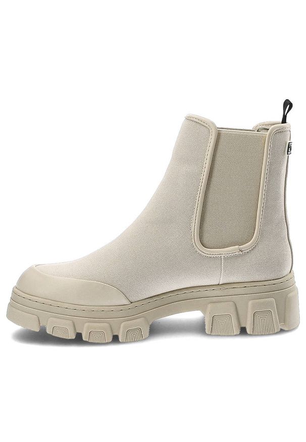 Beżowe Botki Tamaris Modne Buty Damskie Na Wiosnę. Okazja: na co dzień. Kolor: beżowy. Materiał: materiał. Wzór: geometria. Sezon: wiosna. Styl: casual, klasyczny