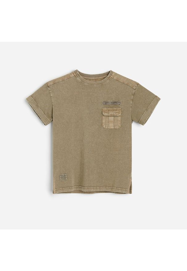 Reserved - Bawełniany t-shirt z kieszonką -. Materiał: bawełna