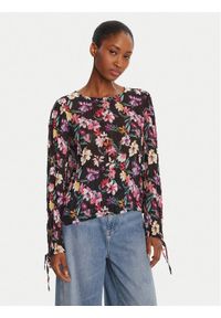 Desigual Bluzka Flori 25WWBW03 Czarny Regular Fit. Kolor: czarny. Materiał: syntetyk