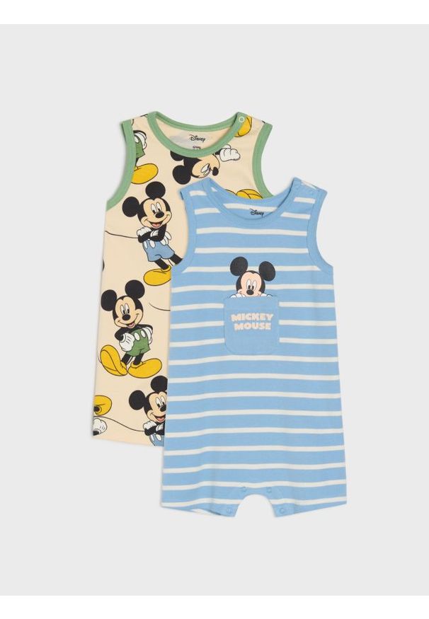 Sinsay - Rampersy 2 pack Mickey Mouse - mid blue. Wzór: motyw z bajki